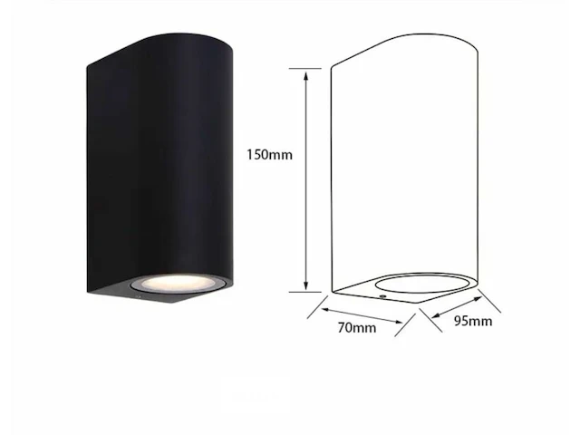10 x gu10 dual flow buiten wandlamp – ip65 waterdicht – zwart - afbeelding 4 van  6