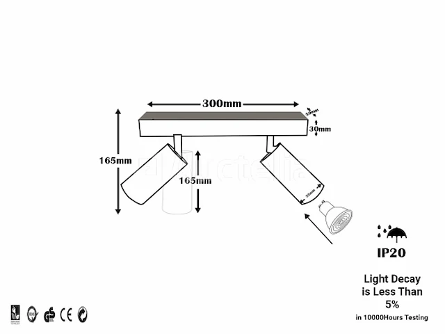 10 x gu10 opbouwarmatuur – 2 draaibare spots – zwart – aluminium – 350°/70° draaibaar – ip20 - afbeelding 4 van  4
