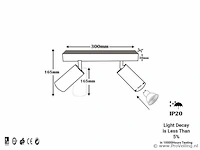 10 x gu10 opbouwarmatuur – 2 draaibare spots – zwart – aluminium – draaibaar 350°/70° – ip20 - afbeelding 4 van  4