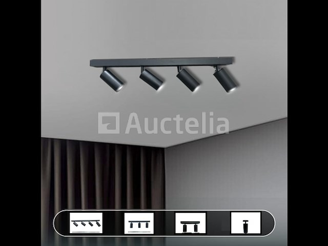 10 x gu10 opbouwarmatuur – 4 draaibare spots – zwart – aluminium – draaibaar 350°/70° – ip20 - afbeelding 1 van  5