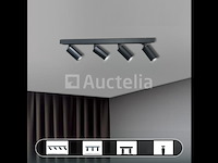 10 x gu10 opbouwarmatuur – 4 draaibare spots – zwart – aluminium – draaibaar 350°/70° – ip20 - afbeelding 1 van  5