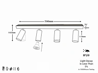 10 x gu10 opbouwarmatuur – 4 draaibare spots – zwart – aluminium – draaibaar 350°/70° – ip20 - afbeelding 6 van  6