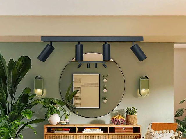 10 x gu10 opbouwarmatuur – 4 draaibare spots – zwart – aluminium – draaibaar 350°/70° – ip20 - afbeelding 1 van  5