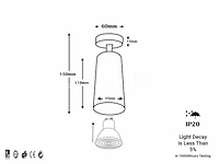 10 x gu10 opbouwspot – 350°/70° draaibaar – ø55x110 mm – aluminium – ip20 – binnen - afbeelding 4 van  5