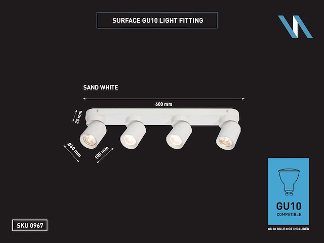 10 x gu10 opbouwspot armatuur 4 cilinder zand wit draaibaar - afbeelding 3 van  3