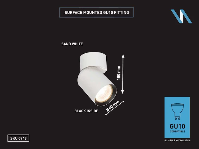 10 x gu10 opbouwspot armatuur cilinder zand wit en zwart draaibaar - afbeelding 3 van  3