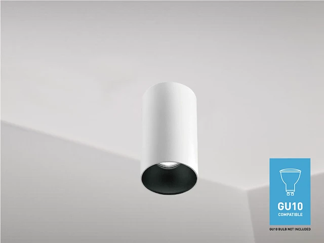 10 x gu10 opbouwspot armatuur cilinder zand wit en zwart - afbeelding 4 van  6