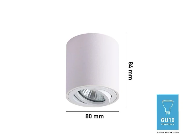 10 x gu10 opbouwspot armatuur cilinder zand wit kantelbaar 8,4cm - afbeelding 7 van  7
