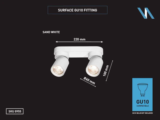 10 x gu10 opbouwspot armatuur dubbel cilinder zand wit draaibaar - afbeelding 3 van  3
