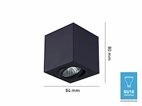 10 x gu10 opbouwspot armatuur rechthoekig zwart kantelbaar 8,4cm - afbeelding 3 van  3
