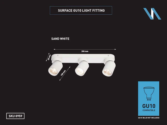 10 x gu10 opbouwspot armatuur triple cilinder zand wit draaibaar - afbeelding 3 van  3