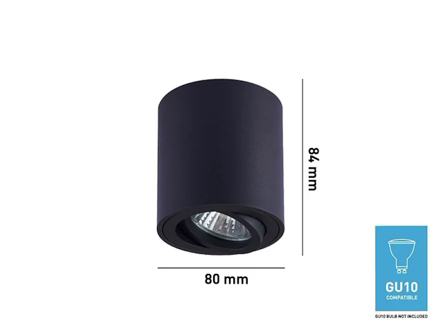 10 x gu10 opbouwspot armatuur zwart kantelbaar 8,4cm - afbeelding 6 van  6