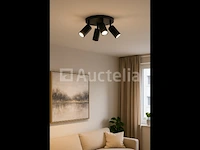 10 x gu10 ronde oppervlakte armatuur – 4 verstelbare spots – zwart – aluminium – ø200 mm – ip20 - afbeelding 1 van  5