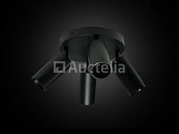 10 x gu10 ronde oppervlakte armatuur – 4 verstelbare spots – zwart – aluminium – ø200 mm – ip20 - afbeelding 2 van  5