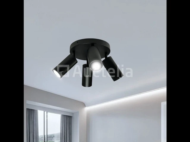 10 x gu10 ronde oppervlakte armatuur – 4 verstelbare spots – zwart – aluminium – ø200 mm – ip20 - afbeelding 4 van  5