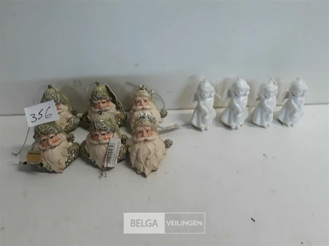 10 x hangdeco 4 x engeltje 8 cm + 6 x kerstmanhoofd 7 cm - afbeelding 1 van  3