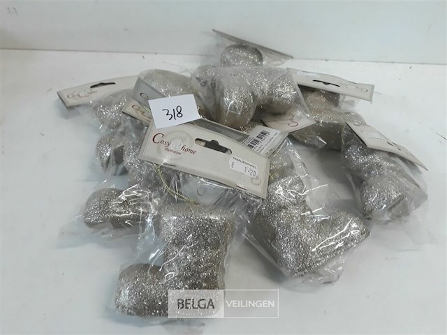 10 x hangdeco laars zilver glitter - afbeelding 1 van  3