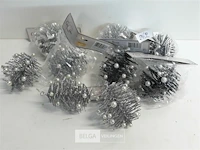 10 x hangdeco zilver/zwart met kralen 10 cm - afbeelding 2 van  3