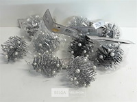 10 x hangdeco zilver/zwart met kralen 10 cm - afbeelding 1 van  3
