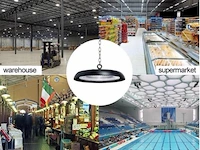10 x highbay led slim 150w – 6500k koud wit – ufo ip65 waterdicht – 19.500 lm – zwart - afbeelding 1 van  5