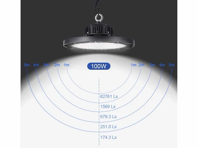 10 x highbay ufo 100w - pro design smd - dimbaar - lumileds philips - waterdicht ip65 - koud wit 6500k - afbeelding 9 van  9