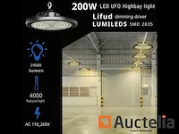 10 x highbay ufo 200w - pro design smd - dimbaar - lumileds philips - ip5 - neutraal wit 4000k - afbeelding 8 van  10