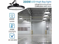 10 x highbay ufo 200w - pro design smd - dimbaar - lumileds philips - waterdicht ip65 - koud wit 6500k - afbeelding 1 van  10