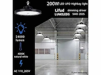 10 x highbay ufo 200w - pro design smd - dimbaar - lumileds philips - waterdicht ip65 - neutraal wit 4000k - afbeelding 1 van  10