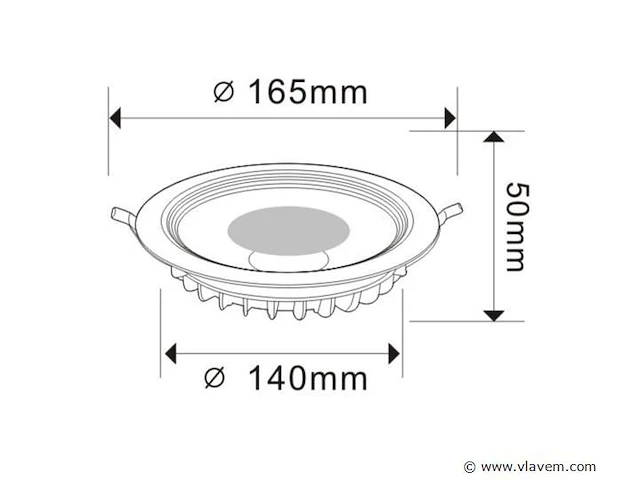 10 x inbouw led spot – 15w – 6500k koud wit – cob – rond – 1350 lm – ø180 mm – ip20 - afbeelding 4 van  5