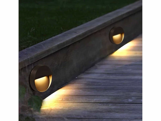 10 x inbouw ronde led trapverlichting – 6w – 540 lm – 3500k neutraal wit – zwart – ip54 waterdicht – (s-22r) - afbeelding 1 van  5