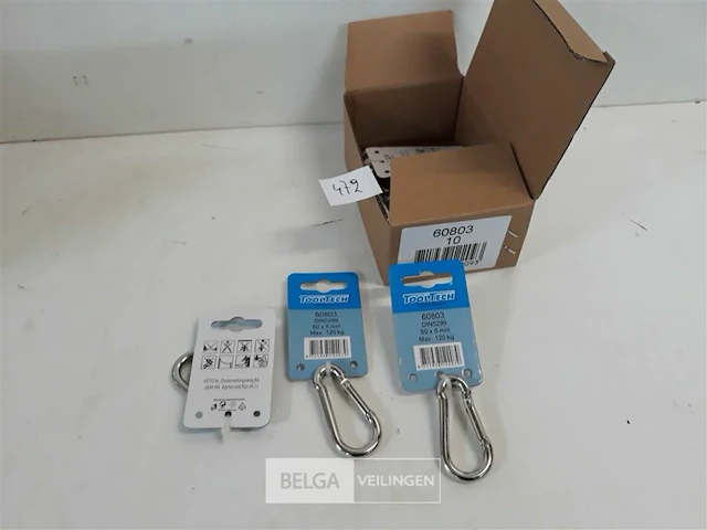 10 x karabijnhaak galva 60x6 mm - afbeelding 1 van  3