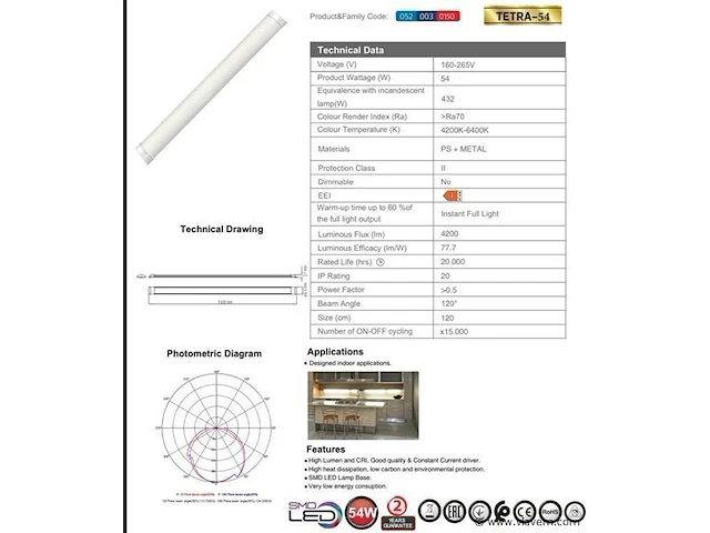 10 x led batten 54w – 150cm – 4000k blanc neutraal – stofdicht – 30.000h - afbeelding 5 van  5