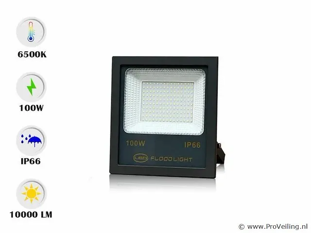 10 x led breedstraler 100w - waterdicht ip66 - 6500k koud wit - afbeelding 2 van  4