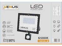 10 x led breedstraler 100w met sensor - 6500k koud wit - waterdicht ip66 - afbeelding 2 van  3