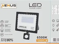 10 x led breedstraler 100w met sensor ip66 - 6500k koud wit - afbeelding 3 van  3