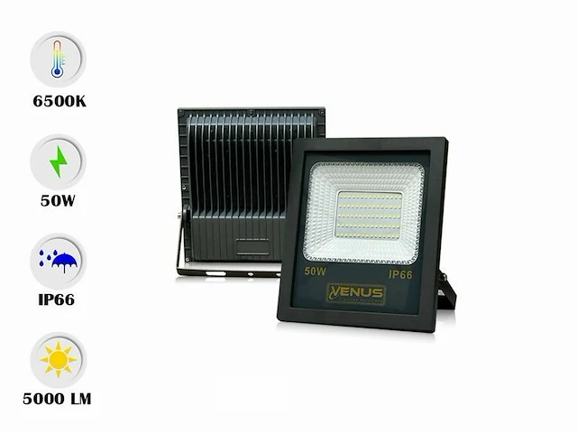 10 x led breedstraler 50w - waterdicht ip66 - 6500k koud wit - afbeelding 1 van  5