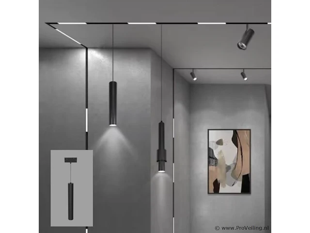 10 x led hangspot op magnetische rail 48v - 4200k neutraal wit -20w - zwart - afbeelding 1 van  4