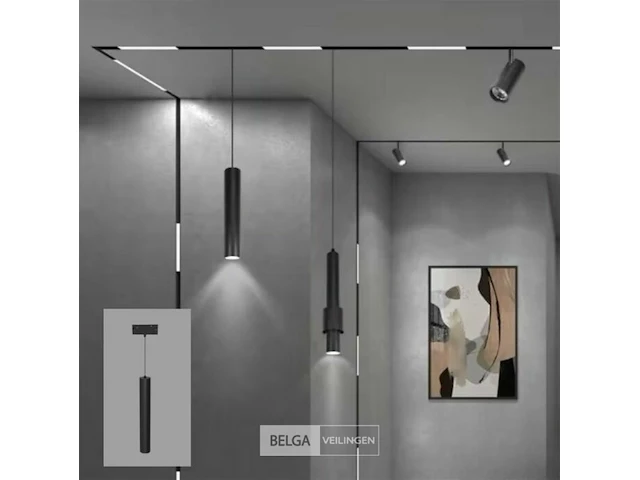 10 x led hangspot op magnetische rail 48v - 4200k neutraal wit -20w - zwart - afbeelding 1 van  5