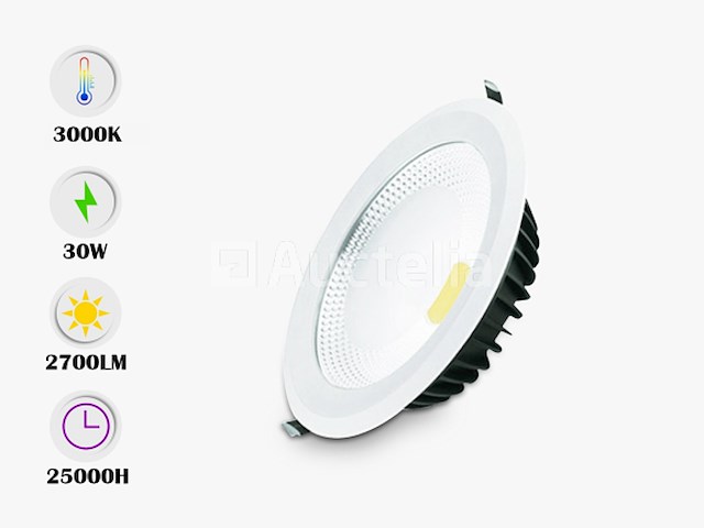 10 x led inbouwspot – 30w – 3000k warm wit – cob – rond – 2700 lm – ø300 mm – ip20 - afbeelding 1 van  4