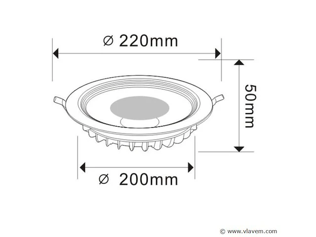 10 x led inbouwspot – 30w – 3000k warm wit – cob – rond – 2700 lm – ø300 mm – ip20 - afbeelding 4 van  4