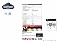 10 x led-lamp highbay 200w – 150 lm/w – 3cct verstelbaar (3000k/4500k/6500k) – ip65 waterdicht - afbeelding 5 van  5