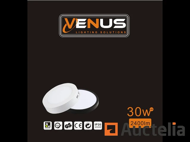 10 x led paneel - rond - 30w opbouw - kleur kader : wit 3000k ((warm wit)) - afbeelding 1 van  4