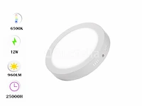 10 x led paneel 12w - led smd - opbouw - rond - 6500k (daglicht) - afbeelding 3 van  4