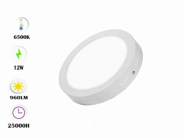 10 x led paneel 12w - led smd - opbouw - rond - 6500k (daglicht) - afbeelding 1 van  5