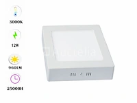 10 x led paneel 12w - led smd - opbouw - vierkant - 3000k (warm wit) - afbeelding 2 van  4