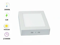 10 x led paneel 12w - led smd - opbouw - vierkant - 3000k (warm wit) - afbeelding 2 van  5