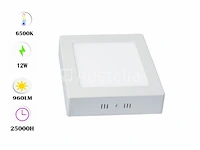 10 x led paneel 12w - led smd - opbouw - vierkant - 6500k (daglicht) - afbeelding 3 van  4