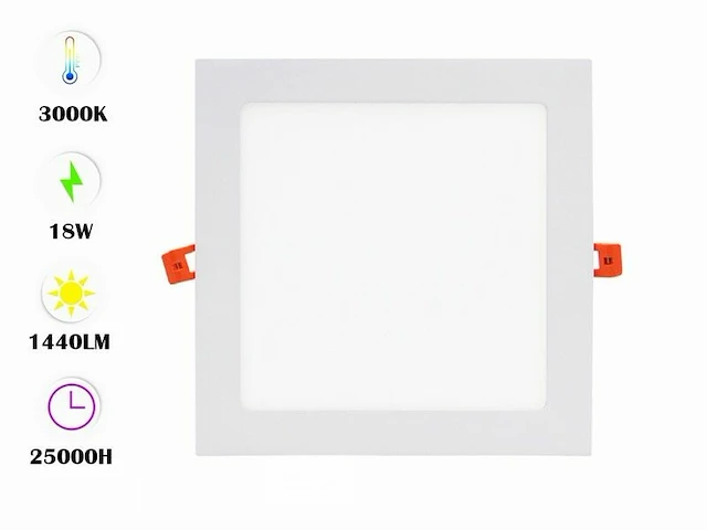 10 x led paneel 18w - led smd - inbouw - vierkant - 3000k (warm wit) - afbeelding 1 van  5