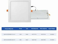 10 x led paneel 18w - led smd - inbouw - vierkant - 3000k (warm wit) - afbeelding 5 van  5