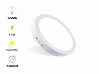 10 x led paneel 18w - led smd - opbouw - rond - 3000k (warm wit) - afbeelding 1 van  4